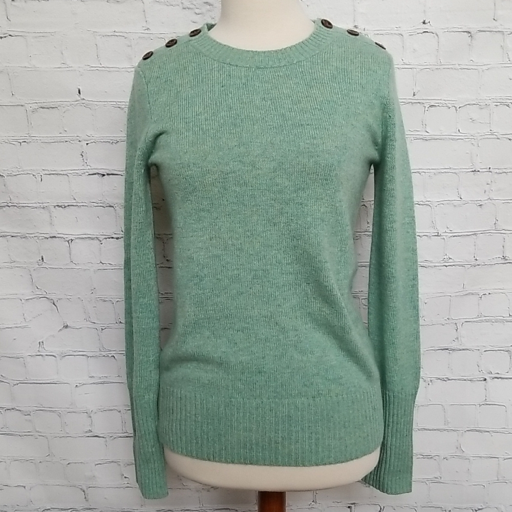 J. Crew Button-Shoulder Crewneck Sweater